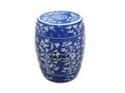 Oriental Ceramic Garden Stool Blue White Bamboo Magpie
