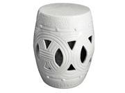 White Carved Rope Chinese Garden Stool