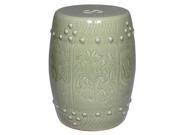 Longquan Oriental Celadon Ceramic Garden Stool with Lotus Motif