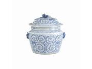 Chinese Ceramic Rice Jar Blue White Floral Motif