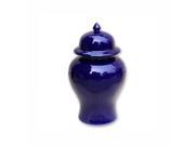 Asian Ceramic Blue Temple Jar Medium