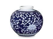 Asian Décorative Ceramic Vessel Blue and White Peony