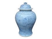 Oriental Ceramic Temple Jar Blue and White Chain