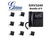 Grandstream GXV3240 Bundle of 8 Multimedia IP Phone WiFi BT PoE USB LCD SD