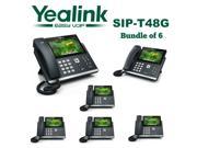 Yealink SIP T48G 6 Pack Gigabit 16 Line IP Phone Touchscreen POE No Power Supply