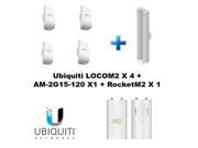 Ubiquiti LOCOM2 4 PACK 2.4GHz RocketM2 AirMax 1 x AM 2G15 120 Sector 15dBi
