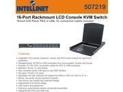 Intellinet Network 507219 16 Port Rackmount LCD Console KVM Switch PS 2 or USB