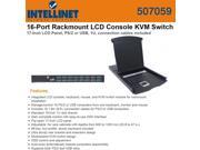 Intellinet Network 507059 16 Port Rackmount LCD Console KVM Switch PS 2 or USB