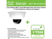 Cisco Meraki MV21 Cloud Managed Indoor HD Dome Camera with 3 YR MV Ent. License