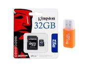 Kingston 32GB MicroSD HC Memory Card SDC4 32GB with SD Adapter and Card Reader
