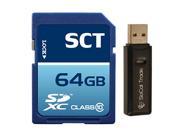 SCT 64GB SD XC Class 10 Memory Card 64G Secure Digital SDXC SCTSD 064G with Dual Slot Memory Card Reader