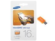Samsung Evo 16GB MicroSD HC Class 10 UHS 1 Ultra Mobile Memory Card 16G MB MP16D with Memory Card Reader