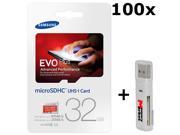 100 PACK Samsung Evo Plus 32GB MicroSD HC Class 10 UHS 1 80mb s Mobile Memory Card 32G MB MC32D LOT OF 100 with USB 2.0 MemoryMarket dual slot MicroSD SD Me