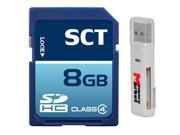 SCT 8GB SD HC Class 4 SDHC Secure Digital Secure Digital Flash Memory Card 8G 8 GIG with USB 2.0 MemoryMarket dual slot MicroSD SD Memory Card Reader