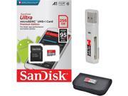 SanDisk Ultra A1 256GB MicroSD XC Class 10 UHS-1 Mobile Memory Card for Samsung Galaxy S7 & S7 Edge S8 & S8 Plus with USB 2.0 MemoryMarket Dual Slot MicroSD & S