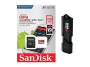 SanDisk Ultra A1 256GB MicroSD XC Class 10 UHS-1 Mobile Memory Card for Samsung Galaxy S7 & S7 Edge S8 & S8 Plus with USB 3.0 MemoryMarket Dual Slot MicroSD & S