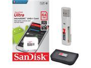 SanDisk Ultra 64GB MicroSD XC Class 10 UHS-1 Mobile Memory Card for Samsung Galaxy S7 & S7 Edge S8 & S8 Plus with USB 2.0 MemoryMarket Dual Slot MicroSD, SD Mem