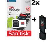 2 PACK - SanDisk Ultra A1 64GB MicroSD XC Class 10 UHS-1 Mobile Memory Card (SDSQUAR-064G) LOT OF 2 with ultra high speed USB 3.0 MemoryMarket MicroSD & SD Memo 2 PACK - SanDisk Ultra A1 64GB MicroSD XC Class 10 UHS-1 Mobile Memory Card (SDSQUAR-064G) LOT OF 2 with ultra high speed USB 3.0 MemoryMarket MicroSD & SD Memo