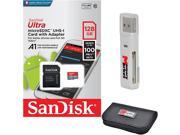 SanDisk Ultra A1 128GB MicroSD XC Class 10 UHS-1 Mobile Memory Card for Samsung Galaxy S7 & S7 Edge S8 & S8 Plus with USB 2.0 MemoryMarket Dual Slot MicroSD, SD