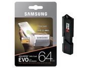 Samsung 64GB MicroSD XC Class 10 Grade 3 UHS-3 Mobile Memory Card for Samsung Galaxy S7 & S7 Edge S8 & S8 Plus with USB 3.0 MemoryMarket Dual Slot MicroSD & SD