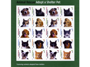 Adapt A Pet Animal Sheet of 20 x 44 cent U.S. Stamps