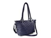 Women s Navy Super soft leather like puffy quilted Handbag F57