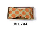 New Men s Orange Doted Selftie Bow Tie With Matching Hanky BH1 814