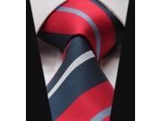 DWTS4019R8 Men s Red And Blue Stripes Jacquard Woven Classic Silk NeckTie