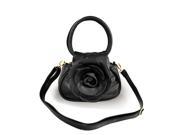 Women s Black Super soft leather like flower crossbody sling Handbag F56