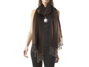 Women s Brown Solid Winter Scarf PP001