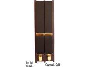 Men s Charcoal Gold Color Metal Clip X STYLE Suspenders DUG Charcoal
