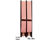 Men s Pink Silver Metal Clip X STYLE Suspenders DUS Pink