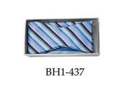 Men s Blue Stripes Selftie Bow Tie With Matching Hanky BH1 437