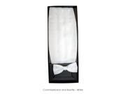 Men s White Solid Polyester Bow Tie And Cummerbund Set CB
