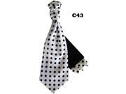 Men s White And Black Polka Dots Cravats With Pre Fold Pocket Square C43