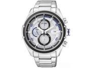 Citizen Men s Eco Drive CA0120 51A Silver Stainless Steel Quartz Watch with White Dial
