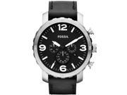 Fossil Nate Chronograph Black Dial Black Leather Mens Watch JR1436