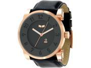Men s Black Vestal Doppler Leather Strap Watch DOP012