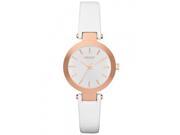 Women s DKNY Stanhope White Leather Rose Gold Case Watch NY2405