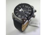 Men s Diesel Overflow Chronograph Leather Strap Watch DZ4341