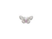 Sterling Silver Pink and Clear CZ Butterfly Pin