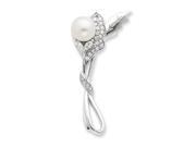 Sterling Silver Imitation Pearl and CZ Pin