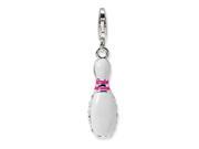 Sterling Silver 3 D Enameled Bowling Pin w Lobster Clasp Charm