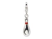 Sterling Silver Enameled Bowling Pin w Lobster Clasp Charm