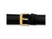 19mm Black Glove Leather Silver tone Buckle Watch Band