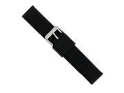 18mm Blk Tread Silicone Rubber Slvr tone Bkle Watch Band