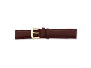 19mm Short Brown Smooth Lthr Gld tone Buckle Watch Band