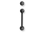Acrylic 14G 5 8 in. Lg Polka Dots White on Black Barbell