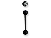 Acrylic 14G 5 8 in. Lg Iron Cross White on Black Barbell