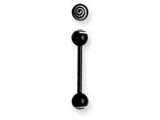 Acrylic 14G 5 8 in. Lg Hypnotic White on Black Barbell
